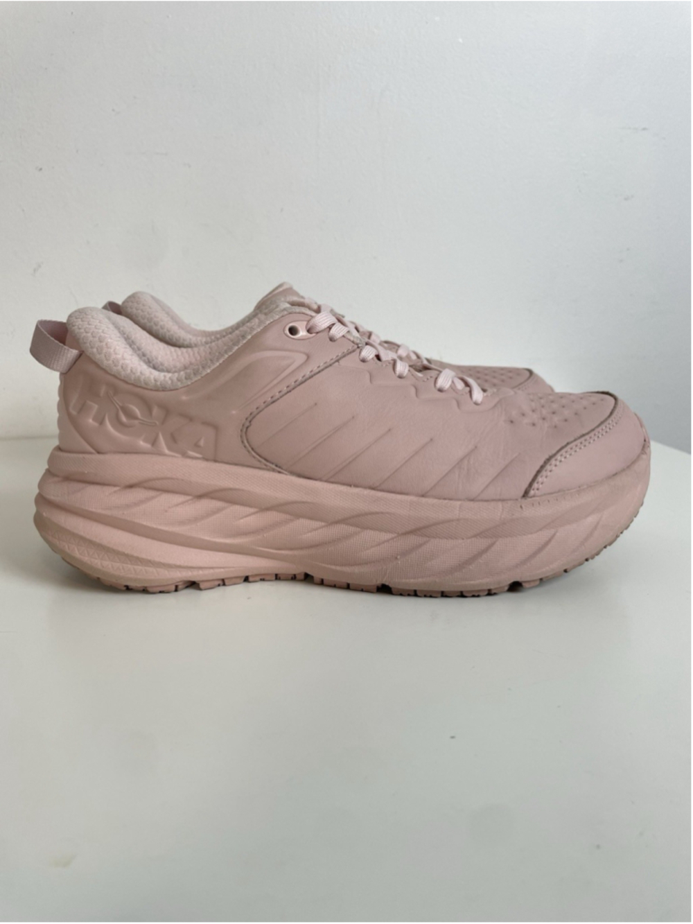 Hoka Bondi SR Women’s 9 Peach Whip Leather Slip Resistant Athletic Sneaker Shoes